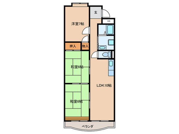 サンハイツ赤城の物件間取画像